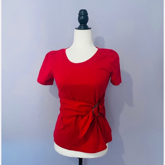 Anthropologie | Maeve Red Dakota Wrap Top - Picture 3 of 5